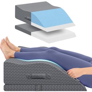 Elevation Pillows for Leg After Surgery, Memory Foam Adjustable Wedge Pillow for Injury or Rest, Ankle Pillow for Sleeping Blood Circulation Grey/Double Leg
