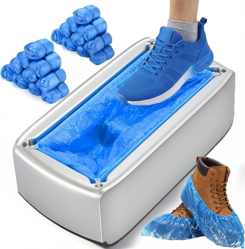 Shoe Cover Dispenser Machine with 200 Disposable Shoe Covers, Portable Shoe Cover Dispenser, Non-Slip Waterproof Auto Shoe Cover Machine for Home, Office & Factory Use