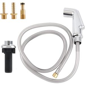 iFealClear Kitchen Sink Side Sprayer, Kitchen Sink Faucet Replacement Parts Compatible with Moen Faucet, Pull Out Sprayer with Hose and Holder, 1/4 inch Sink Connector, 3 Adapters, Chrome