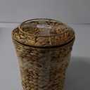 KOLWOVEN Wicker Trash Can with Lid in Bedroom, Bathroom - Trash Can in Office - Boho Woven Wicker Waste Basket - Office Garbage Cans for Under Desk (Water Hyacinth, Medium (D11 X H11))