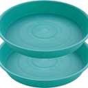 2 Pack of 16 17 inch Plant Saucer (15 inch Base), 2.3" Depth, Plant Trays for Pots, Plastic Plant Saucers for Indoors, Bird Bath Bowls, Flower Pot Drip Trays for Planter (17", Teal)