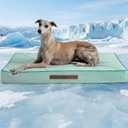 Cooling Dog Bed for Large Dogs, Orthpedic Cooling Pet Bed Dog Crate Mat for Summer with Removable Washable Cover, Breathable Egg Crate Foam with Waterproof Liner, Q-Max >0.45, Light Aqua