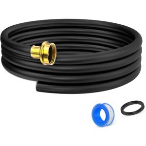 12FT Dehumidifier Drain Hose with 3/4 Inch FHT Connector, Featuring Rust-Resistant Brass Fittings for Leak-Proof Connection, Perfectly Compatible with Most Dehumidifier Brands(7 Length Options) (Black)