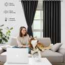 Bujasso Jacquard Black Blackout Curtains with Tiebacks Rod Pocket Back Tab Luxury Thermal Insulated Room Darkening Halloween Window Curtains for Living Room 84 inch Black Drapes 2 Panels 54" Wx84 L