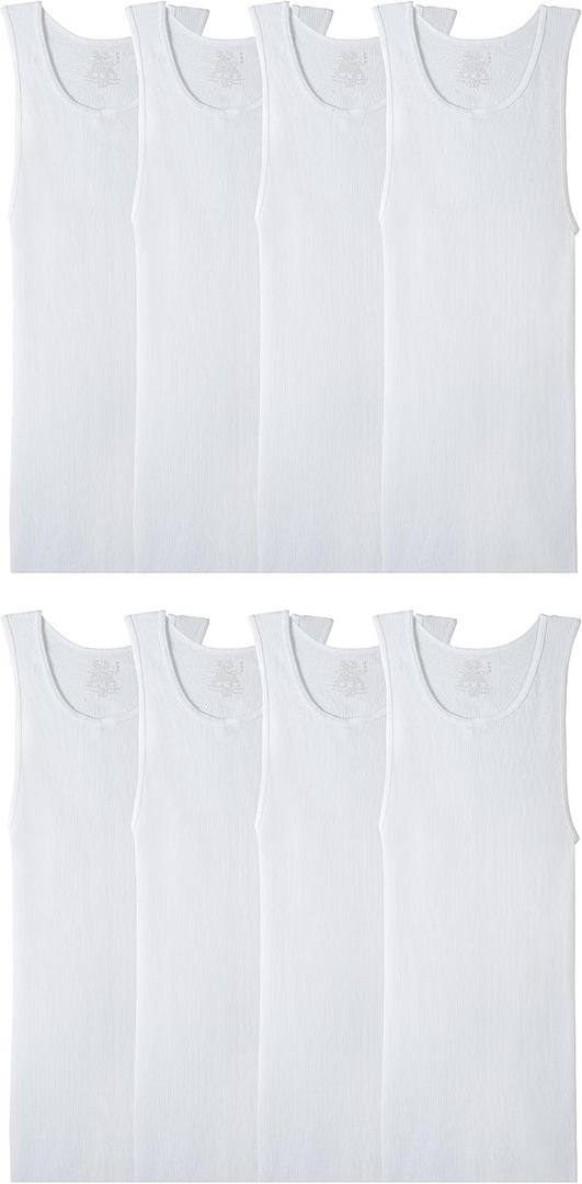 Fruit of the Loom Men's Sleeveless Tag Free Moisture Wicking Tank A-Shirt (White, XL)