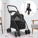 Foldable Pet Stroller, Dog Stroller for Medium Dog 20+ lbs, 4 Wheels Cats Stroller for 2 Cats with Cup Holder and Breathable Mesh Windows, Easy Assembly, 20-66 lbs Weight Capacity (Black)