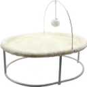 Cat Hammock Bed Indoor & Outdoor, Elevated Pet Bed Free Standing with Iron Frame for Max 66LBS Capacity, Ideal for Large Cat and Small Dogs, All-Season Pet Supplies, Off-White