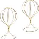 2 x Mydio 2 Pieces Modern Metal Hat Stands Durable Stable Metal Hat Cap Rack Wigs Holder, Metal (Gold)