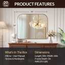 ANDY STAR 36x30 Brushed Gold Brass Bathroom Vanity Mirror, Asymmetrical Soft Arch Rectangle Wall Mirror, Rust-Resistant Stainless Steel Frame, Sleek 1-Inch Depth, for Fireplace Mantel, Living Room