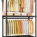 P1 Rolling Clothes Rack, Portable Wardrobe Closet with Wheels, Heavy-Duty Closet Clothing Rack for Hanging Clothes, 35.5" W x 15.7" D x 80.5" H, Hold 500lbs, Black