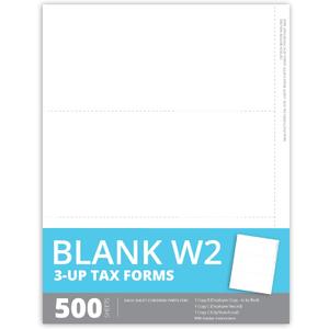 Blue Summit Blank W2 3 Up Tax Forms 2025, W2 Perforated Paper 500 Employee Sets, Ideal for E-Filing, Compatible with Quickbooks and Laser or Inkjet Printers, 500 Sheets