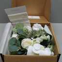 Ling's moment White Bridal Bouquet Cascading, White Wedding Bouquets for Bride, 13 Inch Ivory Bride Bouquets for Wedding Artificial Flowers Bouquets (Wht-natural Whites)