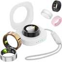 Smart Ring for Women Men, Health Fitness Tracker Rings, IP68 Waterproof, Long Lasting Batteries Sleep Ring with Charging Case and Protector, Remote Photography, No App Fees (Black, 10#)
