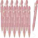 Zonon 12 Pcs Inspirational Pens Bulk Motivational Ballpoint Pen with Stylus Tip Inspirational Graduation Gifts for Teacher Coworkers School Office Supplies Black Ink(Rose Gold,Boss Lady)