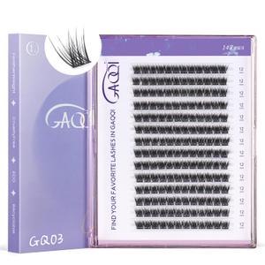 GAQQI Lash Clusters, GQ03 False Eyelashes DIY Lash Extensions D Curl 168PCS Cluster Lashes 12MM, Wispy and Natural Look (GQ03,12mm,D Curl)