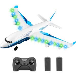 4DRC Remote Control Airplane for Kids Boys Adults, G2 Remote Control Plane Jet for Beginners Adult, Ready to Fly Airplane with One Key Aerobatic LED Light, RC Plane for Kids, 2 Battery