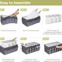 Shoe Organizer for Closet, Shoe Storage Solution with Clear Cover & Adjustable Dividers, Fabric Shoe Box Fits 16 +12 Pairs Shoes, Grey, 2-Pack