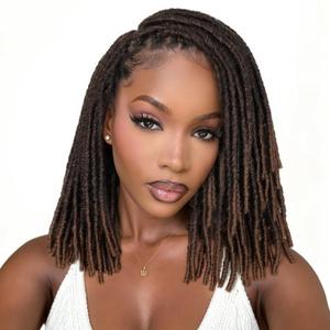 FAVE Soft Faux Locs Wig Synthetic Full Double Lace Dreadlock Wig Ombre Brown Braided Wigs for Black Women Dreads Wig for Women Natural Looking Part FreeNatural Color,280g