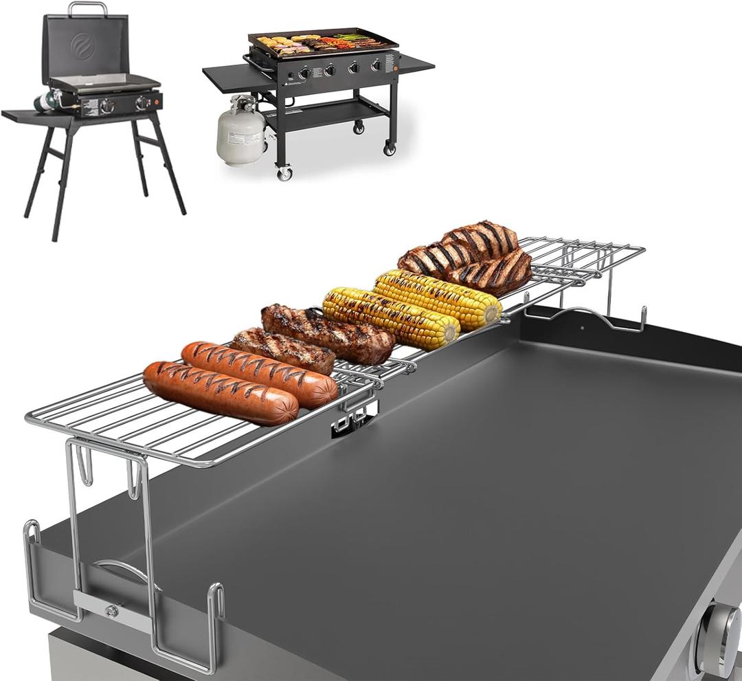 DcYourHome Griddle Warming Rack for Blackstone 36 28 22 17 Inch Griddles Accessories, Universal Adjustable Rack for Weber 28" & Most Flattop Griddle, Cooling Rack for Blackstone 1984 1832 2142 1554 (12"L - 45"L)