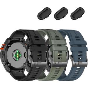 26mm Watch Band for Tactix 8 7/Fenix 8 Pro AMOLED 51mm/7X Pro/7X/6X Pro/6X/5X Plus/5X/3 HR/3,Quickfit Silicone Strap Compatible with Enduro 3 2/Quatix 8/epix Pro 51mm/Descent Mk3i-51mm/Mk2i