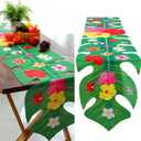 Hahafelt 8.8 Ft Artificial Palm Leaves Table Runner Tropical Palm Leaves Table Runner Hawaiian Faux Leaf Hibiscus Tablecloth for Hawaiian Wedding Jungle Summer Party Tropical Baby Shower Decorations