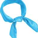 Chiffon Scarf Square Ribbon Neck Scarf Satin Scarf Handkerchief for Halloween Retro Women Girls Costume Accessory (23.6*23.6 inch, Sky Blue)