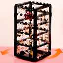 360 Rotating Jewelry Organizer Stand with 5 Layers,Acrylic Earring Holder Organizer Stand,212 Holes and 212 Grooves for Studs,Dangly Earrings,Chains,Bracelets,Necklace (5-Tier,Black)