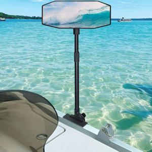 Pontoon Boat Mirror Rear View Pontoon Mirror 4.7"x 12.2" Extra Large 360 | Universal Marine Boat Rear View Mirror Clamp on Rail/Pole with 0.65"1.25"Dia,Wide Angle Adjustable for Pontoon Water Skiing