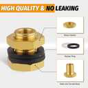 KOOTNAS 2-Pack Solid Brass Bulkhead Fittings, 1/8 NPT Taper Female 5/8" Straight Male Thread Brass Water Tank Connector with 4 Rubber Rings and Silicone Rings, for Water Towers, Faucets, Hoses