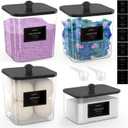 3+1 Pack Clear Laundry Pods Container & Dryer Sheet Holder, Plastic Square Laundry Room Organization and Storage Jars with Black Lids, Scoops & Labels for Detergent, Powder, Dryer Balls