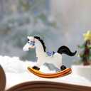 Rocking Horse Figurine 2.4 Inches Hand Blown Glass Mini Horse Crafts Desktop Decoration for Home Decor