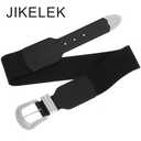 JIKELEK Wide Stretchy Waist Rhinestone Belt for Women Elastic Buckle Belt for Ladies Dresses (Black (Silver Buckle), Fit Waist Size 36"-45") (Black)