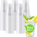 Clawsoff 500 Pack 9 oz Plastic Cups, Disposable Drinking Cups, Water Cups Plastic Clear Cups for Party, Wedding, Graduation, Travel, Holiday, Events, Birthday,Cold,Hot