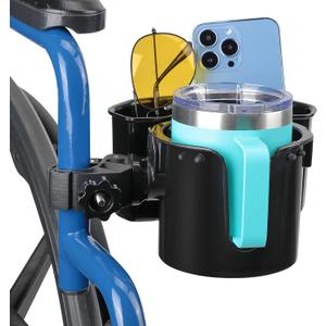 Wheelchair Cup Holder, 2-in-1 Water Bottle and Storage Box, Designed Cup Holder for Bottle with Handle, Cup Holder for Wheelchair, Walker, Rollator, Stroller, Camper, Golf cart 1 pc