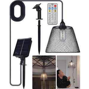 OMED Gazebo Shed Hanging Solar Powered Outdoor Waterproof Rechargeable Dusk to Dawn Indoor Pendant Lights Remote Control Dimmable USB Port LED Camping Lighting for Garage Patio Yard (Pack of 1, Black)