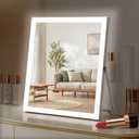 homtang Vanity Mirror with Lights,10"x12" Lighted Makeup Mirror with 3 Color Modes & Dimmable, 360° Rotation Desk Mirror, Dual Power Supply, Smart Touch Control with Settings Memory (White)