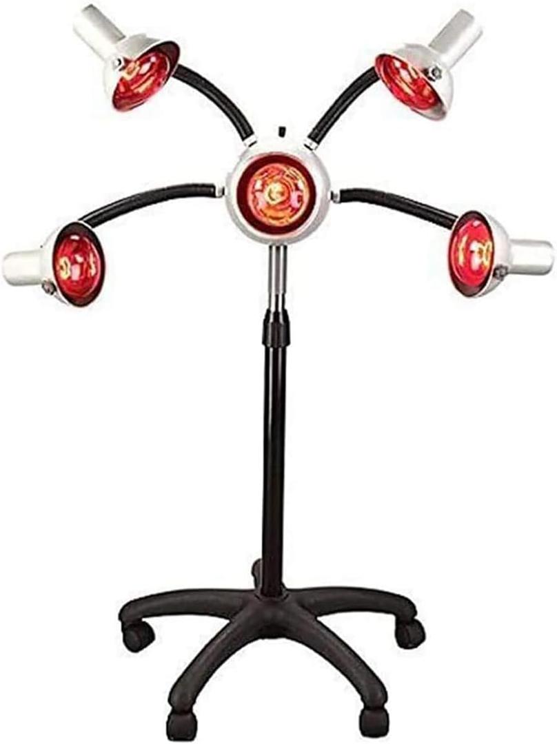 750W Infrared Heat Lamp Red Light,5 Head Portable Floor Hair Dryer Stand Up Color Processor Styling Perming Dryer Accelerator (b)