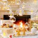 JEUIHAU 80 Pack 90 mm Acrylic Hanging Globe, Plastic Hanging Ball, DIY Clear Fillable Ornaments Balls for Christmas, Wedding, Party, Home Decor, Gift Giving