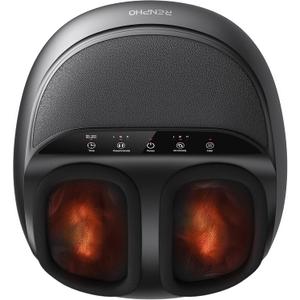 RENPHO Full Foot Massager Machine, 2026 Upgraded Shiatsu Foot Massager with Heat, FSA Eligible HSA Store Eligible, Plantar Fasciitis Massager, Birthday Gifts for Women Mom Men Dad, Fits Up to Size 13 (Black)
