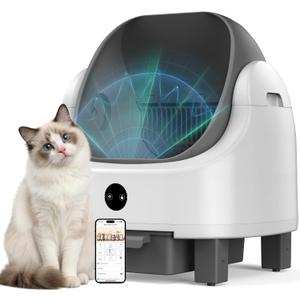 OROLEYp Automatic Cat Litter Box, Self-Cleaning Litter Box with APP Monitoring, Extra Large Capacity, Odor Control System, Infrared Safety Protection, Litter Box for Multiple Cats (Gray)