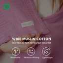 Goqan Muslin Blanket King Size 90x108 100% Turkish Cotton 4 Layer Boho Muslin Blanket for Adults, Four Season, Lightweight and Thin, Soft, Breathable for Bed, Couch - Pink