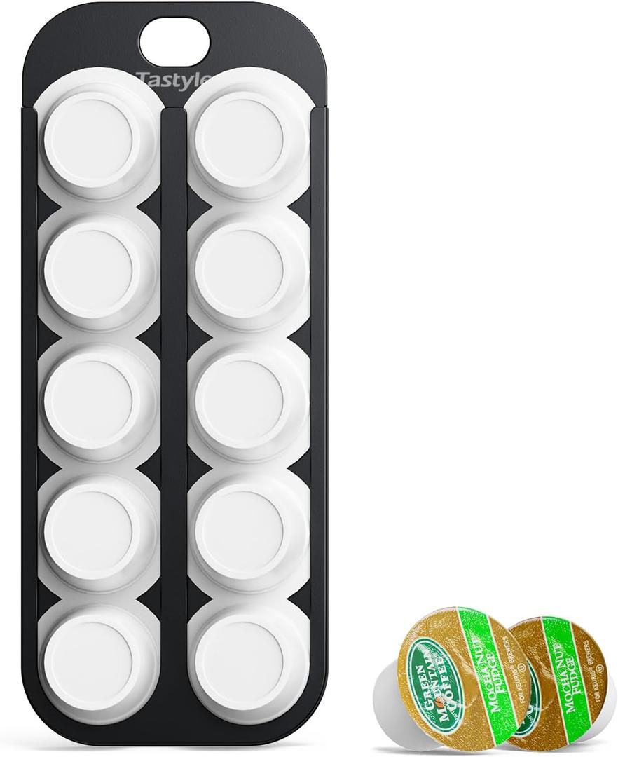 Tastyle Magnetic K-Pod Organizer for K Cup Coffee Pods. Self-Magnetic Coffee Pod Holder and Storage, Suitable to be Mounted on Iron Surfaces - Refrigerator (Black)