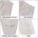 Men's Casual Linen Cargo Shorts with Drawstring Waist & 5 Pockets (Medium, Light Gray)