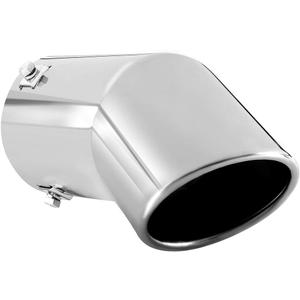 Exhaust Tip, 2.75-3 inch inlet adjustable, 3.5'' Outlet 8'' Long Muffler Tip, Chrome Stainless Steel Truck Car Turn Down Tail Tip, Clamp On Tailpipe