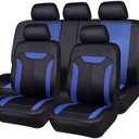 CAR PASS 3D Air Mesh in Cloth Leather Grain Breathable Car Seat Covers Full Set, Universal Compatible Fit 95% Car,SUV,Truck,Sedan,Van,Automotive, 3zipper Rear Bench Armrest Airbag Sports, Black Blue