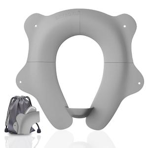 Foldable & Portable Potty Seat Cover, SKYROKU Travel-friendly Potty Seat for Boys & Girls, Non-Slip with Splash Guard & 2 Suction Cups, Carry Bag Included (Gray)