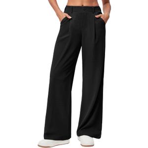 Ewedoos Wide Leg Pants Woman Stretchy Work Dress Pants Women Trendy 2026 Business Casual Outfits Comfort Fit Slacks Trousers (Black, XXL)