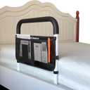 Bed Rails for Elderly Adults Safety Height Adjustable Bed Assist Rail for Seniors Bedside Fall Prevent Grab Bar with Storage Pocket Fits King Queen Full Twin Bed(White)