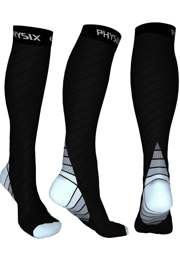 Physix Gear Compression Socks 20-30 mmHg - Men & Women - Running, Nurses, Shin Splints, Flight, Travel L/XL