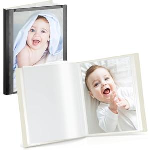 CANBURY Small Photo Binder 4x6 (Black), 2-Pack 4 x 6 Photo Book, 24 Pockets Shows 48 Pictures, Mini Plastic Picture Album Presentation Binder with Customizable Cover